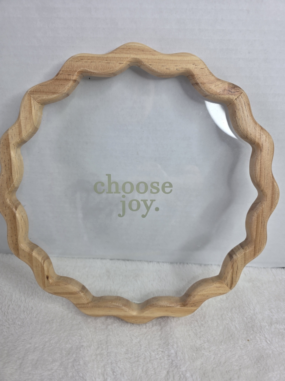 Choose Joy Wood Frame Wall Sign - Natural Wood, Green Text